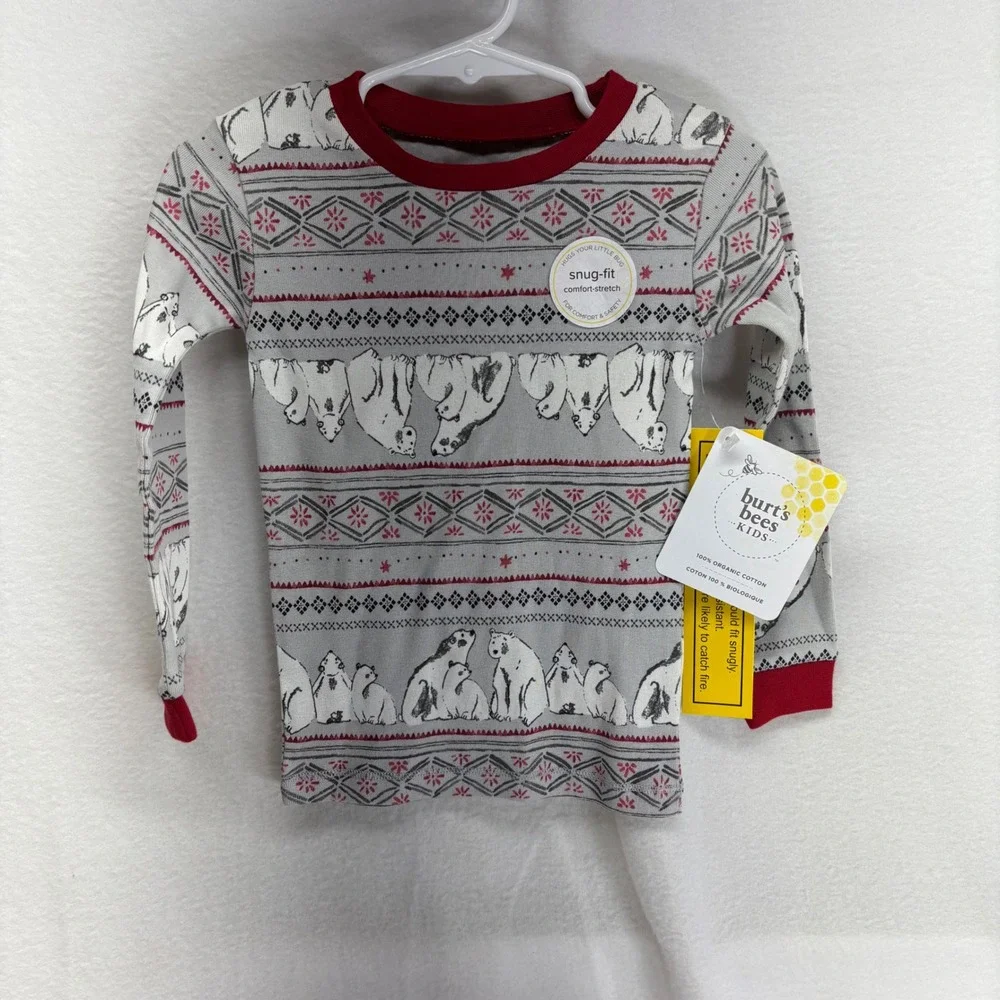Burts Bees Kids Organic Cotton Snug‎ Fit Pajama Top Polar Bear Print 2T